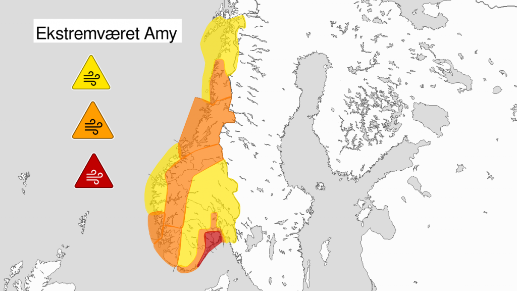 Grafikk som viser farevarselet for vindkast.